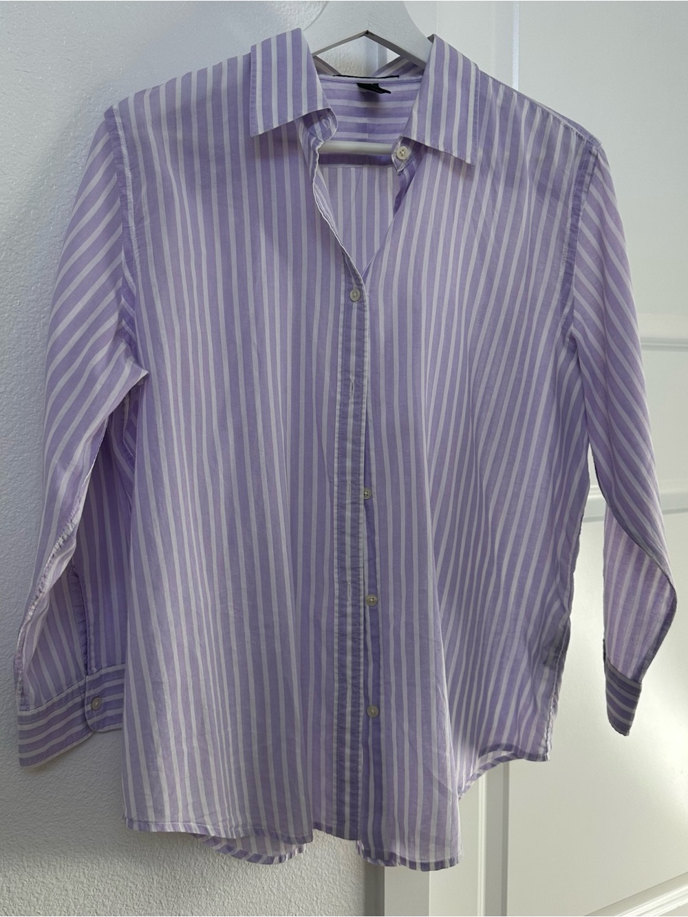 Ralph Lauren Lavender and White Striped Button-Down Shirt